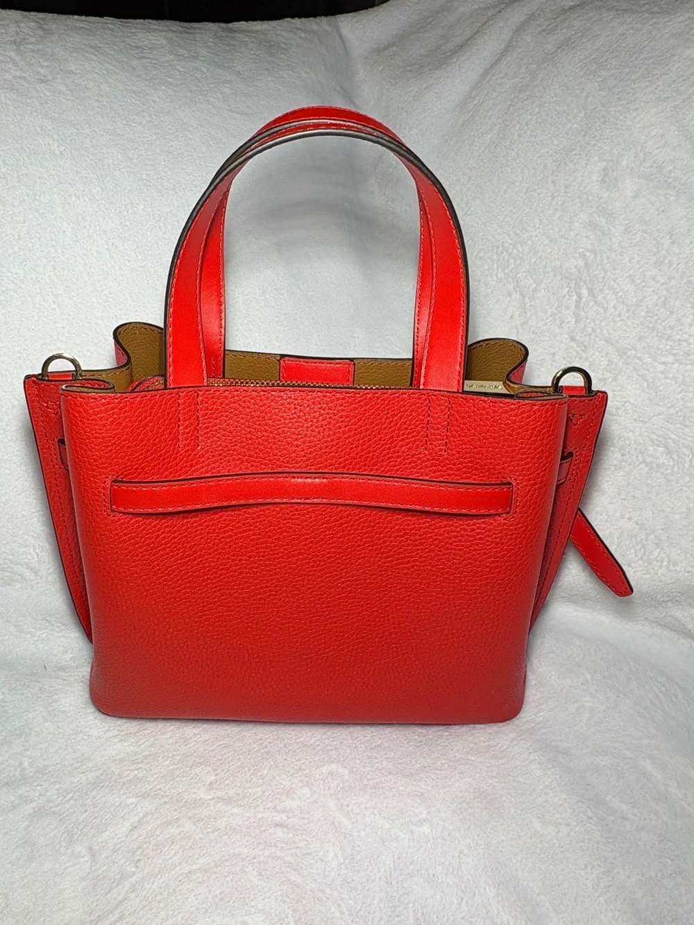 Michael Kors Red Leather Satchel with Belt Accent